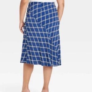 Ava & Viv Women's Plus Size X Blue Plaid A-Line Midi Skirt